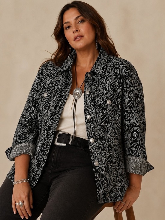Blue Sky Jackets & Blazers - Blue Sky Fair Trade Cotton  Paisley Western Jacket 2X Boho Ranchwear Cottagecore